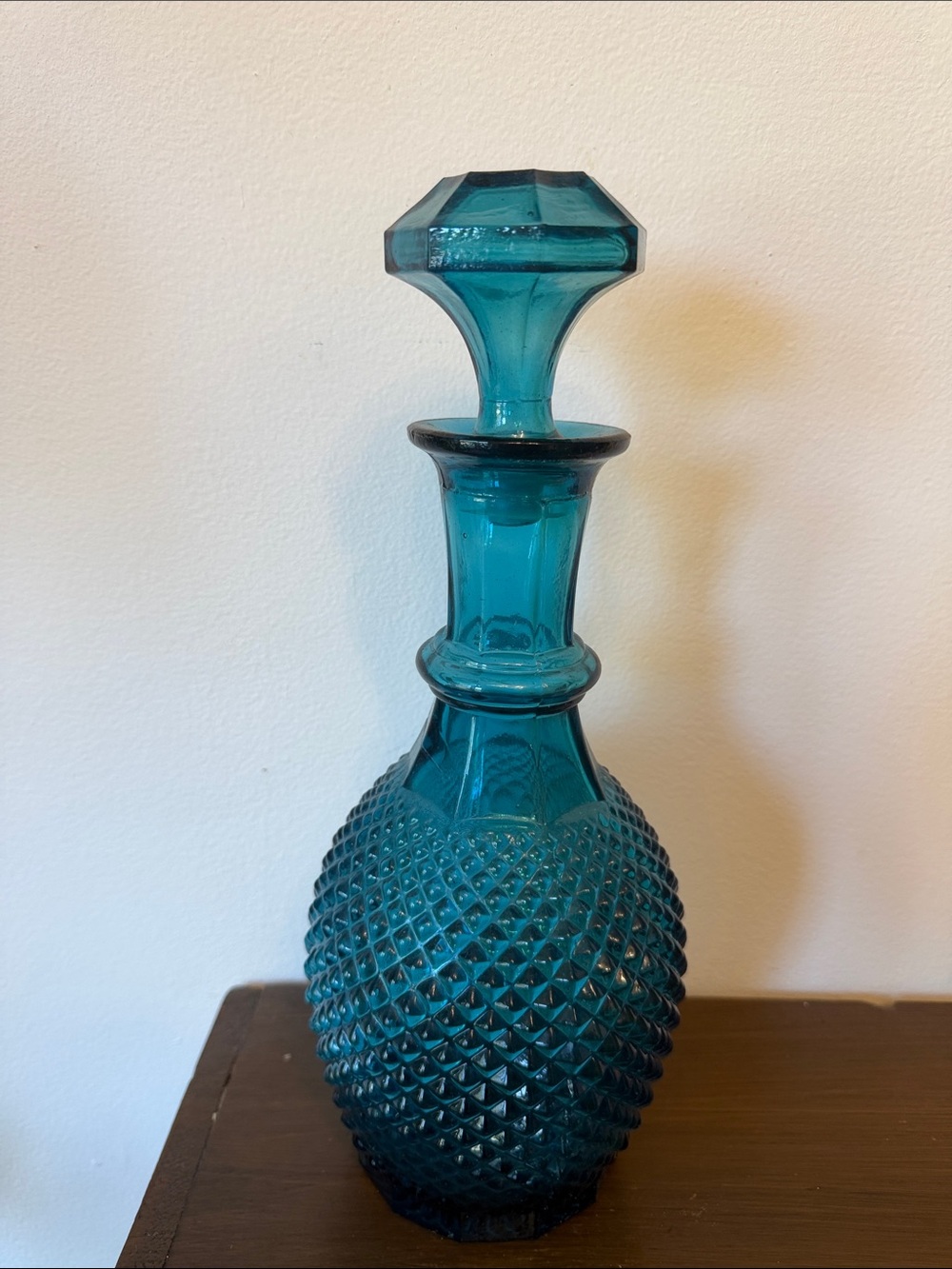 Teal Glass Textured Decanter - Home Accents